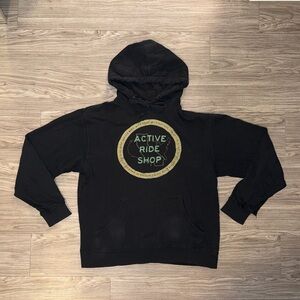 Active Ride Shop Hoodie Mens Size M Black Pullover Long Sleeve Skate Grunge